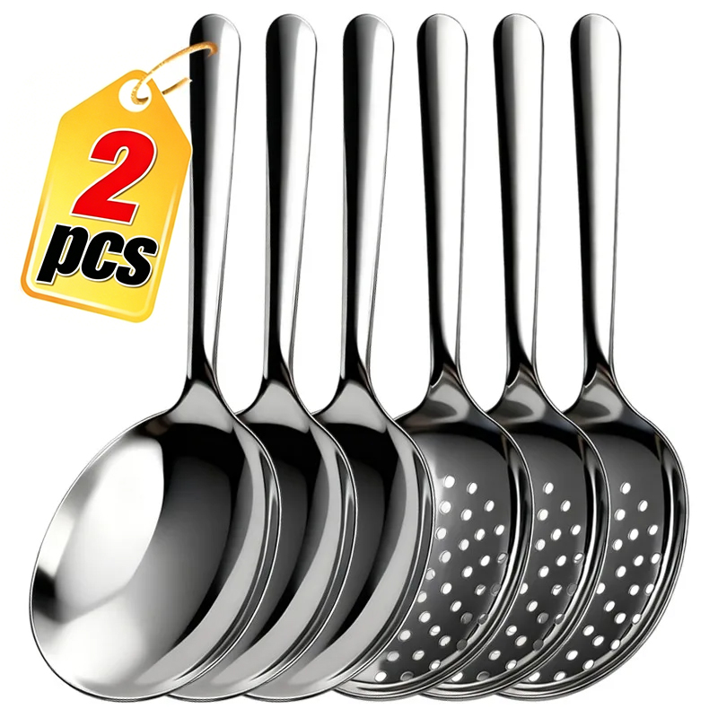 Ice Pick Pick - Langstieliger Edelstahl-Suppenlöffel Metall-Servierlöffel Obst-Eiscreme-Schöpflöffel Esslöffel Kellenlöffel