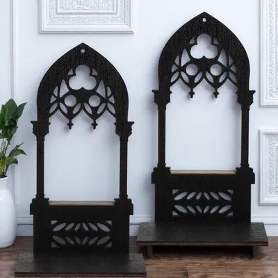 Home Bar Stand - 1 Paar Gothic-Halter Vintage Holzständer Dekorativer