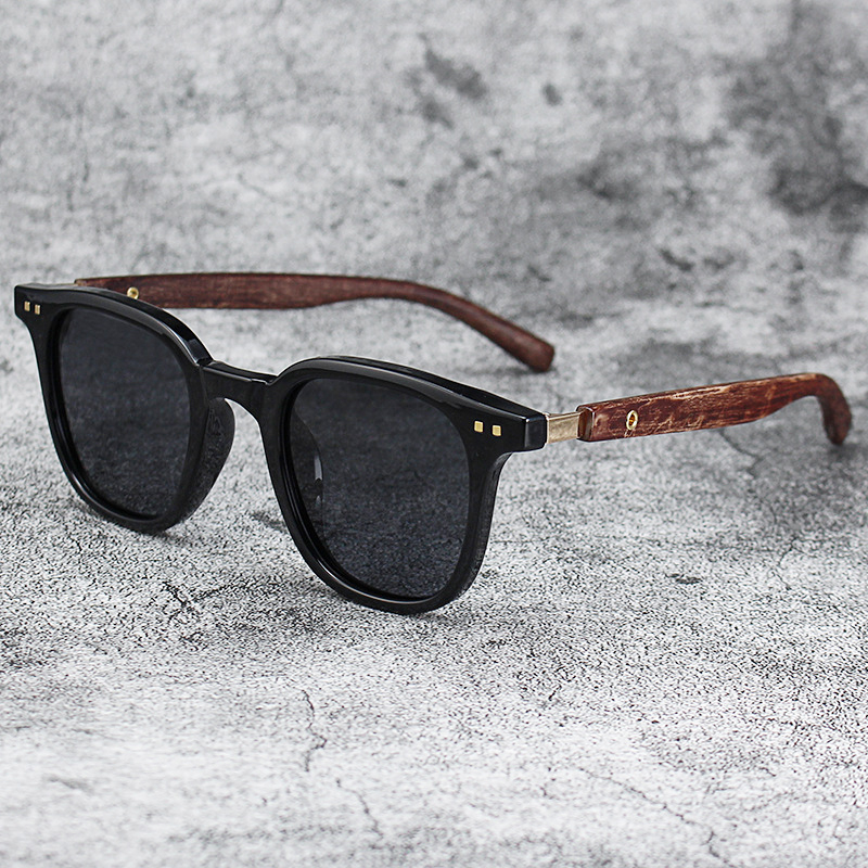 Old Fashioned Glass - Trendige Herren-Sonnenbrille im Vintage-Stil mit Holzrahmen,