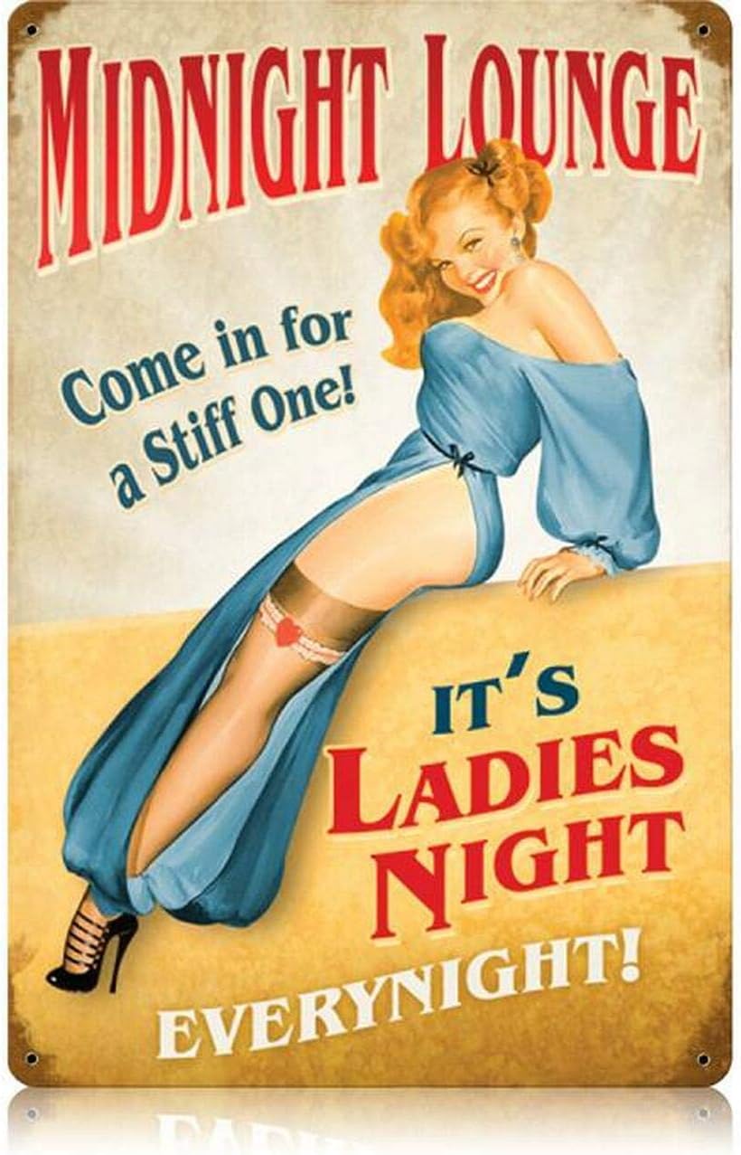 Home Bar And Restaurant - Y1, Vintage-Metallschild „Midnight Lounge Pin Up