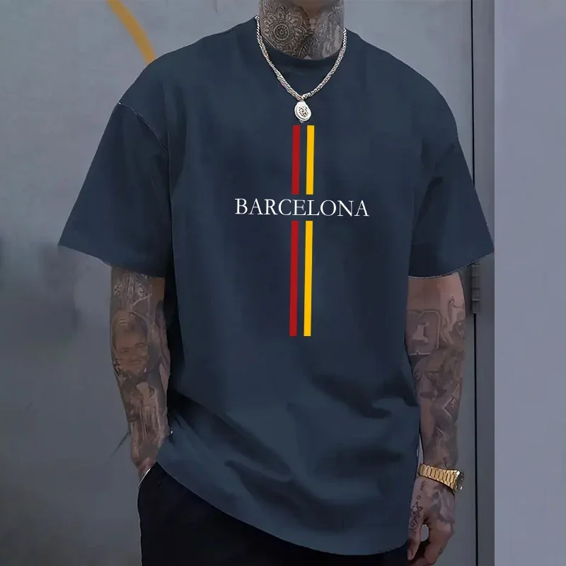 Home Barcelona - Barcelona Herren-T-Shirt aus Baumwolle, Frühling, Sommer,