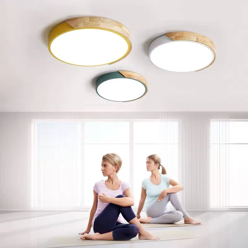 Home Bar And Counter - Nordic einfache massivholz runde led decken