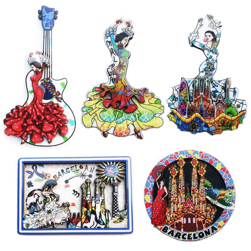 Home Barcelona - Barcelona Flamenco Gitarre Holz Kühlschrank Magnete
