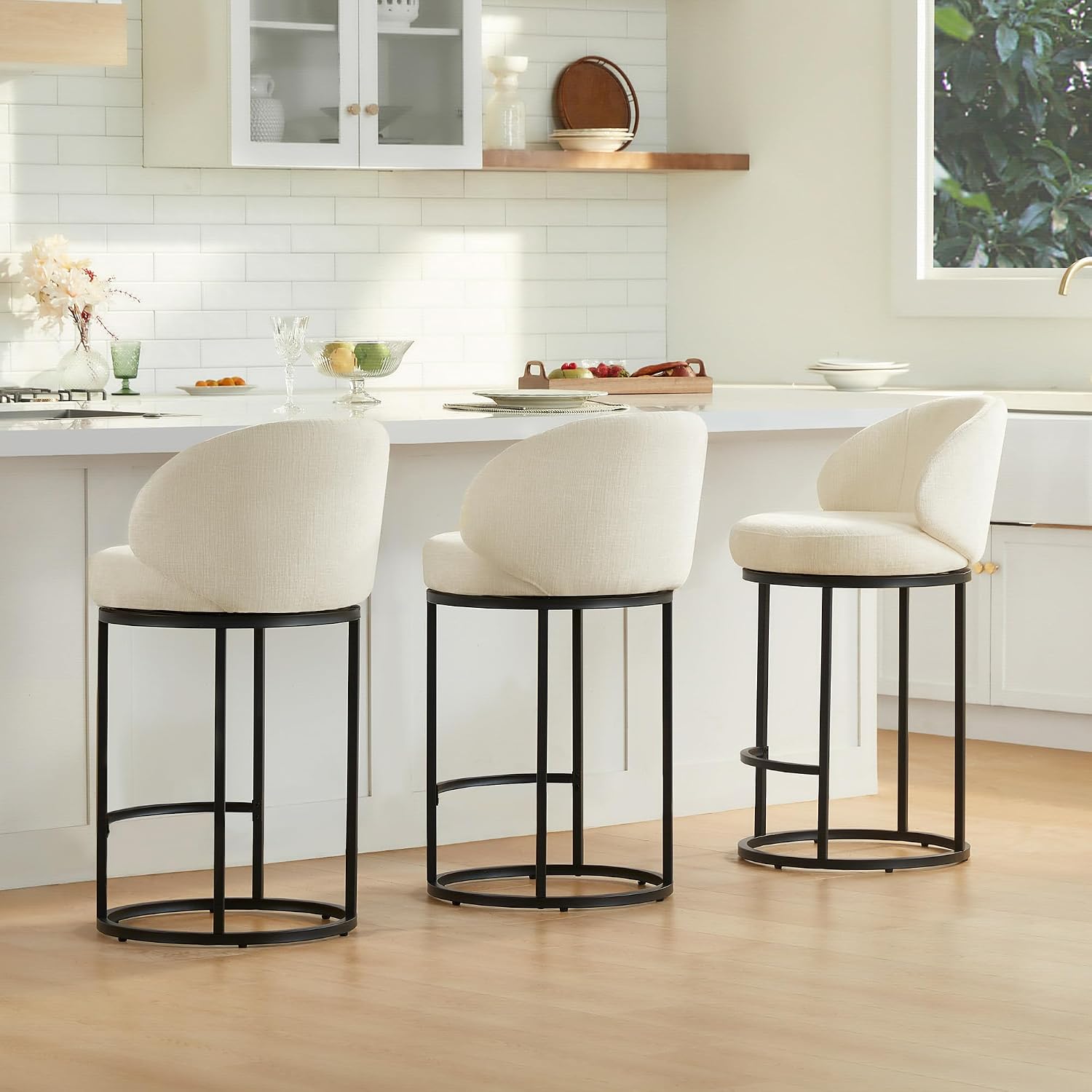 Home Bar Stools - Gepolsterte Drehbare Barhocker im 3er-Set mit
