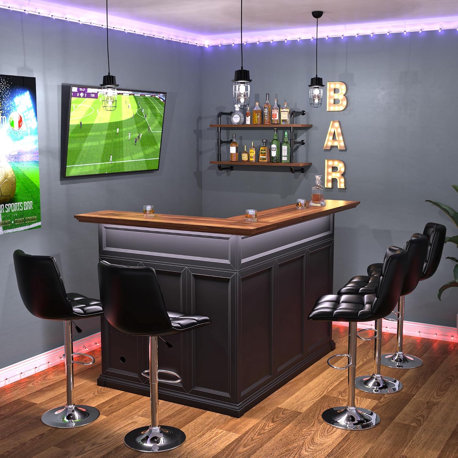 L-förmiger Hausbarschrank mit  – Home Bar Setup Bewertung und Preis